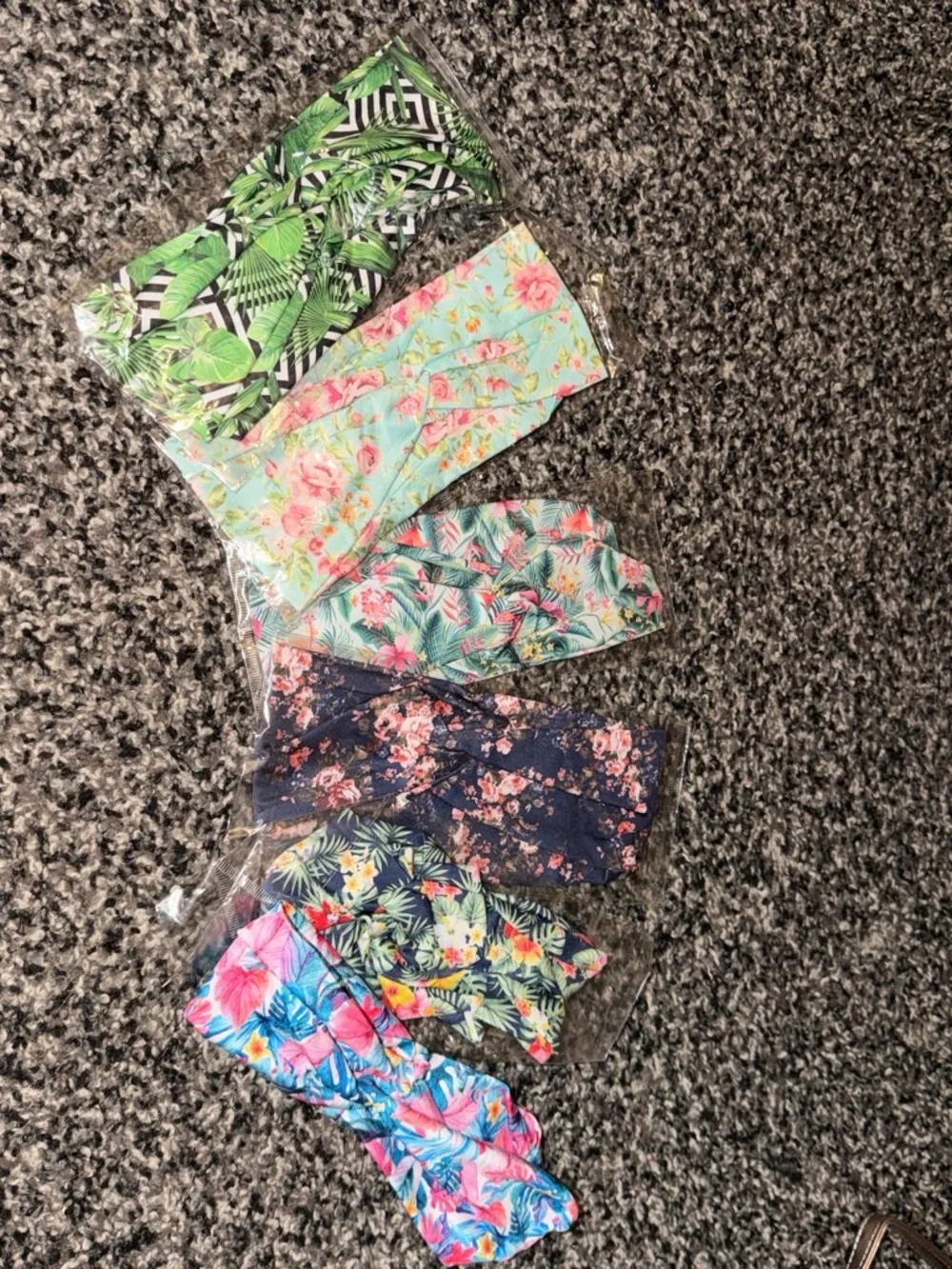 Floral & Tropical Print Kids Headwrap Set - Multicolor